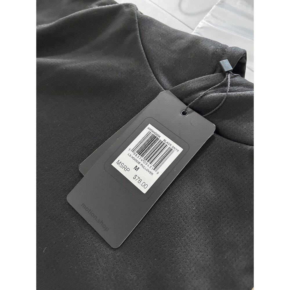 MOTION Men’s Black Performance Pullover Black Hoodie MEDIUM - Picture 6 of 7